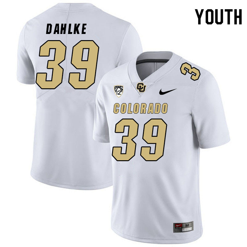 Youth #39 Austin Dahlke Colorado Buffaloes College Football Jerseys Stitched Sale-White - Click Image to Close